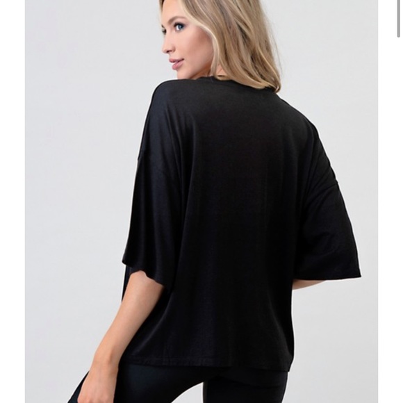 Angel ♡ Black Loose Comfortable Workout / Athleisure Top - Picture 2 of 3